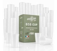 SPARKLERS CLUB Juego de 100 vasos ECO-CUP reutilizables 25 cl (33 cl hasta el borde) - Vaso desechable y reutilizable de polipropileno, agarre fácil, vaso Eco Cup para cualquier evento