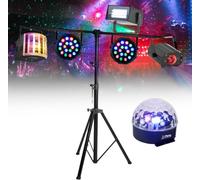 SPARKLERS Club - Kit de baile para fiestas - 5 juegos de luz + máquina láser, 3 efectos de luz astro y 1 par de LED - Instalación rápida y fácil, perfecto para tus eventos familiares