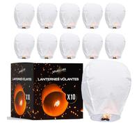 SPARKLERS CLUB Lote de 10 linternas voladoras de papel de alta calidad, 100% biodegradable, farolillo de papel, chino, Sky Lanterns, 30 x 45 x 80 cm, muy simple de uso eco responsable