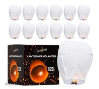 SPARKLERS Club - Lote de 20 linternas voladoras de papel de alta calidad, 100% biodegradable, farolillo de papel, chino, Sky Lanterns, 30 x 45 x 80 cm, muy simple de uso eco responsable