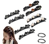 Sparkling Crystal Stone Braided Hair Clips, 2024 New Braided Hair Clips for Women, Hairpin Duckbill Clips with 3 Small Clips Hair Barrette Rhinestone Hair Clips (8pcs-A)