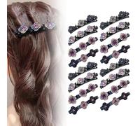 Sparkling Crystal Stone Braided Hair Clips for Styling, Braided Hair Clips, Braided Hair Clips Three Flower, Side Duck Hair Pins with Rhinestones for Women/Girls (16 PCS)