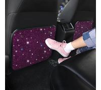 Sparkling Diamond Car Back Seat Kick Protectors, 2 PCS Rhinestone Seat Back Kick Mats, Bling Crystal Decor, Protects from Dirt & Mud, Stylish Car Interior Accessory (Purple)