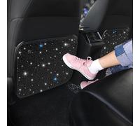 Sparkling Diamond Car Back Seat Kick Protectors, 2 PCS Rhinestone Seat Back Kick Mats, Bling Crystal Decor, Protects from Dirt & Mud, Stylish Car Interior Accessory (Black)
