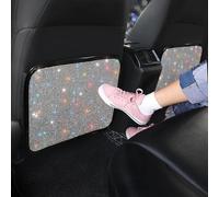 Sparkling Diamond Car Back Seat Kick Protectors, 2 PCS Rhinestone Seat Back Kick Mats, Bling Crystal Decor, Protects from Dirt & Mud, Stylish Car Interior Accessory (White)