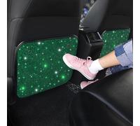 Sparkling Diamond Car Back Seat Kick Protectors, 2 PCS Rhinestone Seat Back Kick Mats, Bling Crystal Decor, Protects from Dirt & Mud, Stylish Car Interior Accessory (Green)