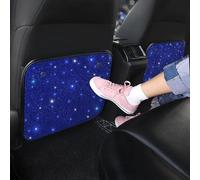 Sparkling Diamond Car Back Seat Kick Protectors, 2 PCS Rhinestone Seat Back Kick Mats, Bling Crystal Decor, Protects from Dirt & Mud, Stylish Car Interior Accessory (Blue)