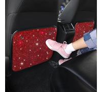 Sparkling Diamond Car Back Seat Kick Protectors,2Pcs Rhinestone Seat Back Kick Mats,Universal Bling Crystal Car Interior Decor Accessories,Seats Protector from Dirt & Mud (Red)