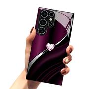 Sparkling Heart Hard Case for Samsung Galaxy S26 Ultra, Shockproof Fully Enclosed Tempered Glass Phone Case for Samsung 21/22/23/24/25/26 Series. (S21FE)