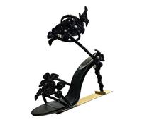 Sparkling Rhinestone Flower Thin High Heel Sandals Women's Gladiator Ankle Straps Fairy Sandalias Summer Banquet Dress Shoes(Green,41)