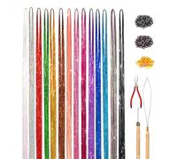 Sparkling Shiny Fairy Hair Tinsel - Hair Glitter Strands | Glitter Hair Extensions | Hair Tinsel Kit | Glitter Cosplay Supplies with Tools for Role Playing Weddings Theme Parties Halloween Birthdays