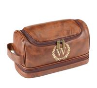 Sparklove Neceser personalizado con inicial para hombres, bolsa de viaje de cuero grabado con monograma, regalo único para él, papá, padrinos de boda, cumpleaños, aniversario, padre, hijo, marido