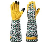 SparklWLeaf Guantes de jardinería largos Guantes de piel vaca resistentes a perforaciones, for jardinería, horticultura, poda rosas, cactus y pelado castañas(L)