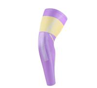 SparklWLeaf Manga de Compresión de Pierna Completa Rodilleras largas con manga de compresión for pierna completa, rodillera deportiva UV tiras silicona antideslizantes(Purple-Yellow,XL)