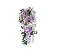 SparklWLeaf Ramo de Novia Ramo de Novia Boda en Cascada, Soporte Gota Agua Rosas Artificiales, decoración campestre(Type 11)