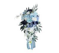 SparklWLeaf Ramo de Novia Ramo de Novia Boda en Cascada, Soporte Gota Agua Rosas Artificiales, decoración campestre(Type 8)