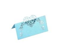 SparklWLeaf Tarjeta de lugar de boda 50 Uds. Tarjetas de lugar cortadas con láser en forma corazón, tarjetas nombre boda for decoración mesa fiesta(Sky blue-50pcs)