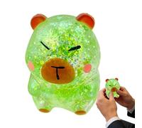Sparkly Glitter Capybara Stress Toy, Squishy Sensory Squeeze Fidget, Animal Decompress Ball, Soft Silicone Calming Tool 4 Count for Home, School Office Brown 1 Piece & Gift Box