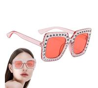 Sparkly Sun Glasses - Gafas de sol de gran tamaño cuadrado con cristales de estrás, gafas de sol para mujer, gafas de protección UV, gafas de sol brillantes, accesorios de verano para playa, viajes