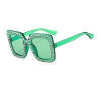 Sparkly Sun Glasses - Gafas de sol de gran tamaño cuadrado con cristales de estrás, gafas de sol para mujer, gafas de protección UV, gafas de sol brillantes, accesorios de verano para playa, viajes