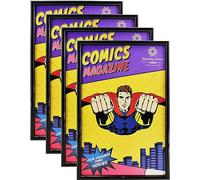 SparklyHome Marco de cómics, paquete de 4, protección UV, marcos de exhibición negros para cómics actuales de hasta 6 3/4 x 10 1/4 pulgadas, exhibición de pared o mesa