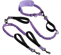 SparklyPets - Correa doble manos libres para perros hembras medianas y grandes - Asas acolchadas, costuras reflectantes, sin tirones, sin enredos, para caminar, senderismo, trotar, correa de cintura