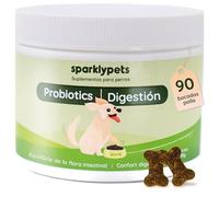 SparklyPets - Probióticos - Digestión - Complemento Alimenticio para Perros - Confort Digestivo y Flora Intestinal - Prebióticos y Probióticos para Perros - 90 Unidades, 270g, Sabor Pollo