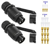 SPARKMOTO 2 Piezas Enchufe Remolque 3 Pines Macho, Impermeable Conector 3 Pines Remolque, Adaptador Enchufe Remolque 3Pines para Tractor Agrícola,Enchufe 3 Pines Tractor,Incluye Accesorios de Montaje