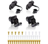 SPARKMOTO 2 Piezas x Enchufe de Remolque 3 Pines y Zócalo de Remolque 3 Pines 12V, Enchufe Eléctrico del Tractor Hembra 3 Polos zócalo Tractor Macho 3 Pines Impermeable para Agrícola (2 Piezas)