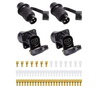 SPARKMOTO 2 Piezas x Enchufe de Remolque 3 Pines y Zócalo de Remolque 3 Pines, Enchufe 3 Pines Hembra,Enchufe 3 Pines Macho,Enchufe Impermeable 3 Pines 12V 24V,Adaptador Enchufe 3 Pines(2 Piezas)