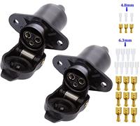 SPARKMOTO 2 Piezas x Zócalo de Remolque 3 Pines 12V, Enchufe Eléctrico del Remolque Hembra 3 Polos Impermeable,Enchufe 3 PinesTractor Hembra,Incluye Terminales de Cable y Cubierta Aislante