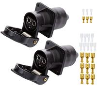 SPARKMOTO 2 Piezas x Zócalo de Remolque 3 Pines 12V, Enchufe Eléctrico del Remolque Hembra 3 Polos Impermeable,Enchufe 3 Pines Hembra ParaTractor,Incluye Terminales de Cable y Cubierta Aislante