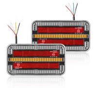 SPARKMOTO 2 x Piloto Traseros Led Remolque Rectangular 12V 24V Universal, Luces Traseras Remolque Led Sumergible,Pilotos Traseros De Remolque 4 Funciones,Homologación ECE EMC