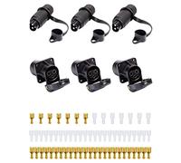 SPARKMOTO 3 Piezas x Enchufe de Remolque 3 Pines y Zócalo de Remolque 3 Pines 12V, Enchufe Eléctrico del Tractor Hembra 3 Polos zócalo Tractor Macho 3 Pines Impermeable para Agrícola (3 Piezas)