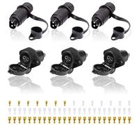 SPARKMOTO 3 Piezas x Enchufe Remolque 3 Pines Y Zócalo Remolque 3 Pines 12V 24V, Conector 3 Pines Impermeable Tractor, Adaptador Enchufe Remolque Conector 3Pines para Tractor Agrícola (3 Piezas)