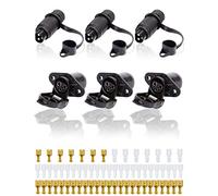 SPARKMOTO 3 Piezas x Enchufe Remolque 3 Pines Y Zócalo Remolque 3 Pines 12V 24V, Conector 3 Pines Impermeable Remolque, Adaptador Enchufe Remolque Conector 3Pines para Tractor Agrícola (3 Piezas)