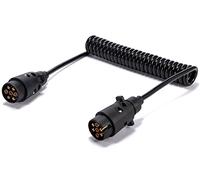 SPARKMOTO Cable de conexión extensión de Remolque 2.6m con Enchufe Remolque 7pines,Cable de extensión en Espiral de 7 Pines para Remolque,Caravana,Cumple con la Norma ISO 1724