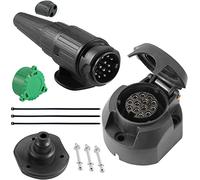 SPARKMOTO Conector de Gancho de Remolque para Caravanas,Camiones o Portabicicletas, Impermeable Enchufe de Remolque 13 Pines Hembra Macho,Enchufe para Luces traseras de Remolque(2 Salidas de Cables)