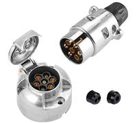 SPARKMOTO Conector Remolque 7 Pines metalico Impermeable,12V Enchufe Zócalo de Remolque 7 Polos Hembra Macho Aluminio para Camión RV caravana Remolque,Enchufe de Remolque 7 Pines Metal(Tapón de rosca)