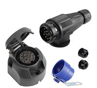 SPARKMOTO Enchufe de Remolque 13 Pins Y zócalo Remolque 13 Pines Kit,Enchufe 13 Pins para Remolque 12V Impermeable,Enchufe de Remolque 7 Polos Kit,con Soporte de Enchufe Remolque