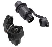 SPARKMOTO Enchufe de Remolque 3 Pines y Zócalo de Remolque 3 Pines 12V, Enchufe Tractor 3 Polos Hembra zócalo Remolque 3 Pines Macho Impermeable,Cumple con DIN 9680(2 Puntos De Montaje D)