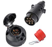 SPARKMOTO Enchufe de Remolque 7 Pines Hembra Macho Impermeable,Clavija Remolque 7 Pines,Conector Enchufe de Remolque 7 Polos, Enchufe de conexión de remolques 7 Pines,con Soporte de Enchufe Remolque