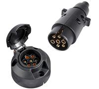 SPARKMOTO Enchufe de Remolque 7 Pines Y Zócalo de Remolque 7 Pines,12V Conector Enchufe de Remolque Macho 7 Polos Eléctrico Zócalo de Remolque Hembra para Camión RV Remolque caravanas (Tapa de Goma)