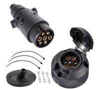 SPARKMOTO Enchufe de Remolque 7 Pins Y zócalo Remolque 7 Pines Kit,Enchufe 7 Pins para Remolque 12V Impermeable,con componentes de Montaje