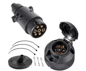 SPARKMOTO Enchufe de Remolque 7 Pins Y zócalo Remolque 7 Pines Kit,Enchufe 7 Pins para Remolque 12V Impermeable,con componentes de Montaje