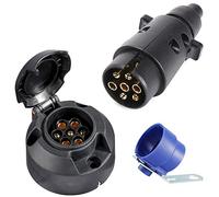 SPARKMOTO Enchufe de Remolque 7 Pins Y zócalo Remolque 7 Pines Kit,Enchufe 7 Pins para Remolque Impermeable,12V Enchufe de Remolque 7 Polos, con Soporte de Enchufe de Remolque Azul