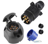 SPARKMOTO Enchufe de Remolque 7 Polos Kit, 12V Impermeable Enchufe de Remolque 7 Pines Hembra Macho,Conector Enchufe de Remolque 7 Polos para caravanas,Coche,con Soporte de Enchufe de Remolque