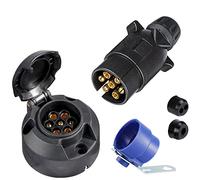 SPARKMOTO Enchufe de Remolque de 7 Pines y Enchufe de Remolque de 7 Pines, Enchufe de Remolque de 12 V, 7 Pines con Soporte de Enchufe de Remolque Azul