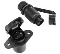 SPARKMOTO Enchufe Remolque 3 Pines Y Zócalo Remolque 3 Pines 12V 24V, Conector 3 Pines Impermeable Remolque, Adaptador Enchufe Remolque Conector 3Pines para Tractor Agrícola (2 Puntos De Montaje A)