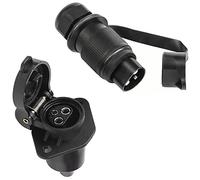 SPARKMOTO Enchufe Remolque 3 Pines Y Zócalo Remolque 3 Pines 12V 24V, Conector 3 Pines Impermeable Tractor, Adaptador Enchufe Remolque Conector 3Pines para Tractor Agrícola(2 Puntos De Montaje B)